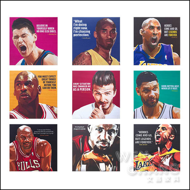 POP無框壁畫 運動員系列 無框掛布 適合多張搭配 25x25  Z055