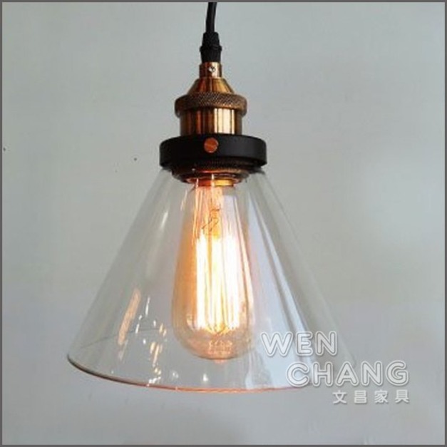 工業風 清光玻璃燈罩 水晶 漏斗吊燈 LC-010 《特價》