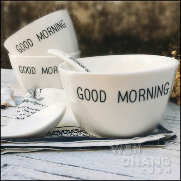 GOOD MORNING字母早安餐具 方碗 湯碗 Z079-A