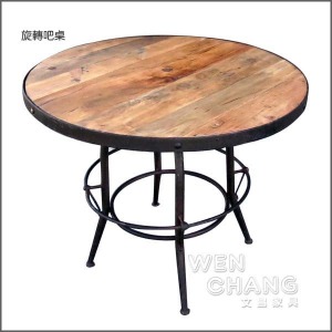 Loft工業風 拼花鉚釘包邊90cm旋轉 吧桌 吧檯桌 吧台桌 TB024《最後一張出清品 恕不接受退換貨》