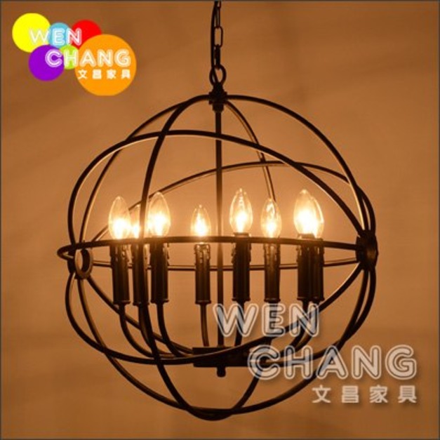 工業風鐵藝 圓環 燭台 經緯吊燈 LC-016《特價》