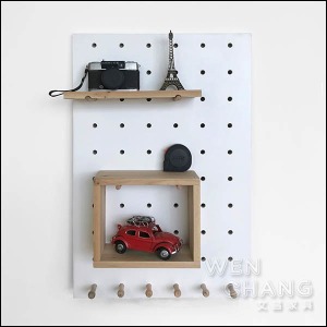 牆壁裝飾收納洞洞板 木質牆壁層架 Z152-W