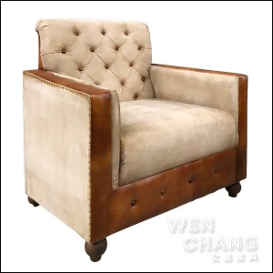 LOFT 復古工業 特維多拉扣單人沙發 SO030-1