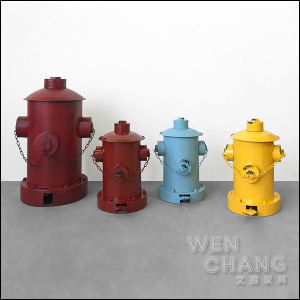 LOFT工業風 美式復古消防栓掀蓋式垃圾桶 大小款 附可攜式內桶 三色 Z134