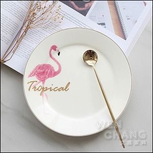 紅鶴金邊骨瓷圓盤 早餐盤 西餐牛排平盤 Z120