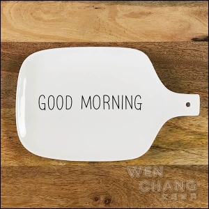 GOOD MORNING字母早安餐具 把手長方盤 可微波 Z079-B