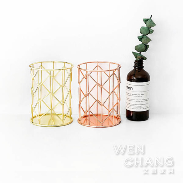 鍍金斜紋筆筒化妝筒 玫瑰金 Z179