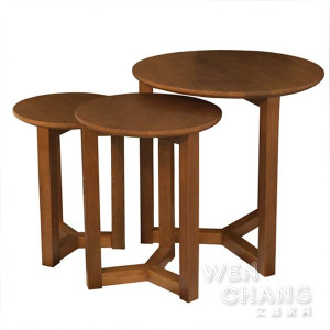 丹麥北歐風 白橡木 全實木 賓士 小茶几 邊几 Benz Coffee Table 三件套組 TTB012