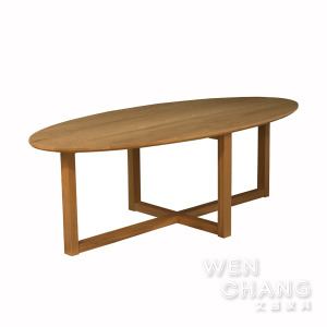 丹麥北歐風 白橡木 全實木 浪板 造型 大茶几 橢圓大茶几 TTB010