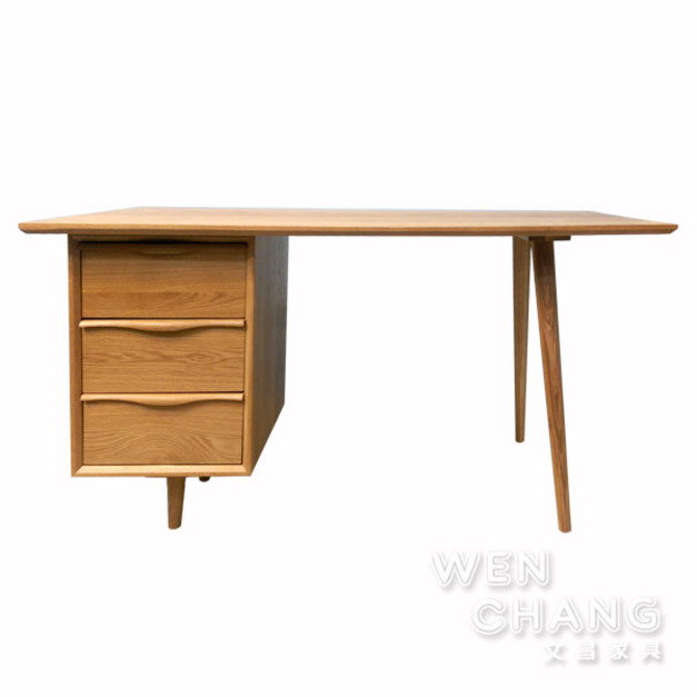 托克白橡木書桌 TB027｜北歐風實木書桌・原木工作桌・收納三抽設計
