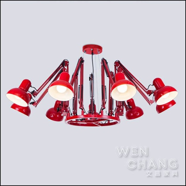 LOFT工業風 蜘蛛燈 9頭 吊燈 吸頂燈 紅色 LC105