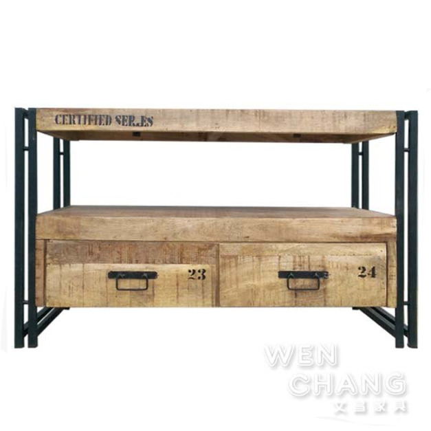 LOFT 工業風 希特鐵木二抽電視櫃 仿舊 CB042