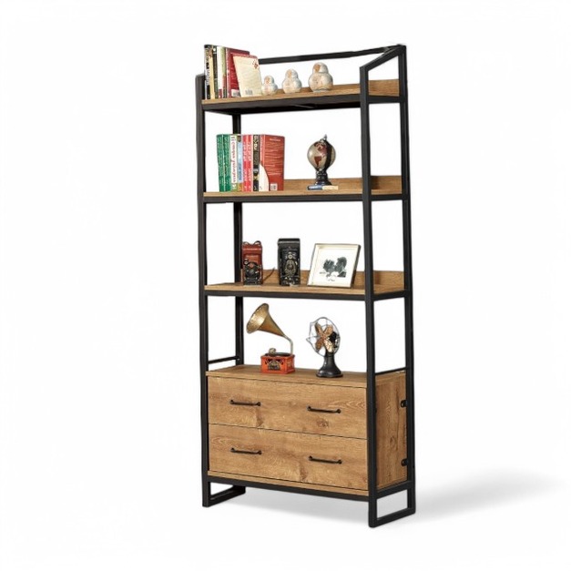 艾斯口字鐵框工業風 收納架 二抽書櫃｜穩固耐用，質感收納 CBB002