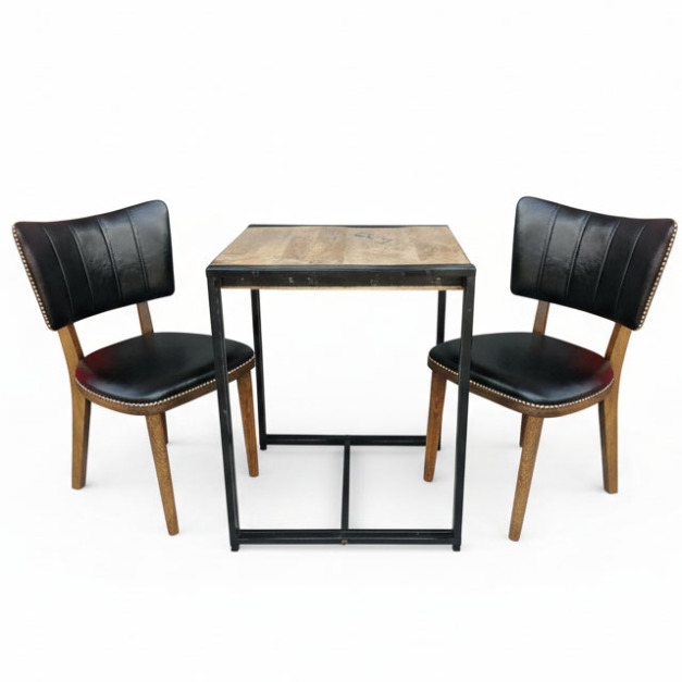 【希特餐桌｜安心搭配系列 NO8.】希特餐桌 &times; 復古皮革餐椅，工業風一桌二椅｜小宅・窗邊・兩人生活剛剛好