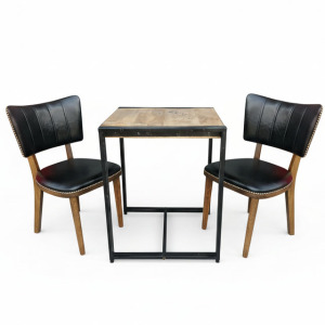 【希特餐桌｜安心搭配系列 NO8.】希特餐桌 &times; 復古皮革餐椅，工業風一桌二椅｜小宅・窗邊・兩人生活剛剛好