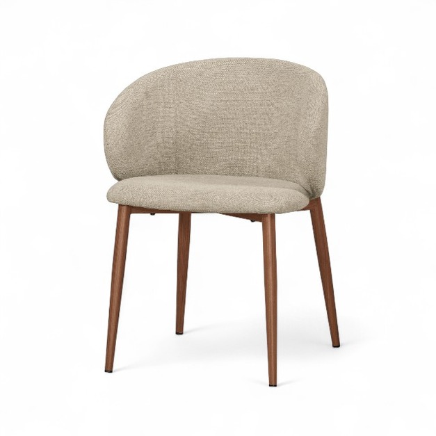 弗莉亞布餐椅｜北歐風布面餐椅、棉麻布舒適椅、鐵腳貼木紋餐椅 CHR103