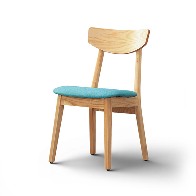 【日系簡約 / 北歐風】原木色雙面布藝鏤空餐椅 (咖啡/灰/湖水藍) CHR113