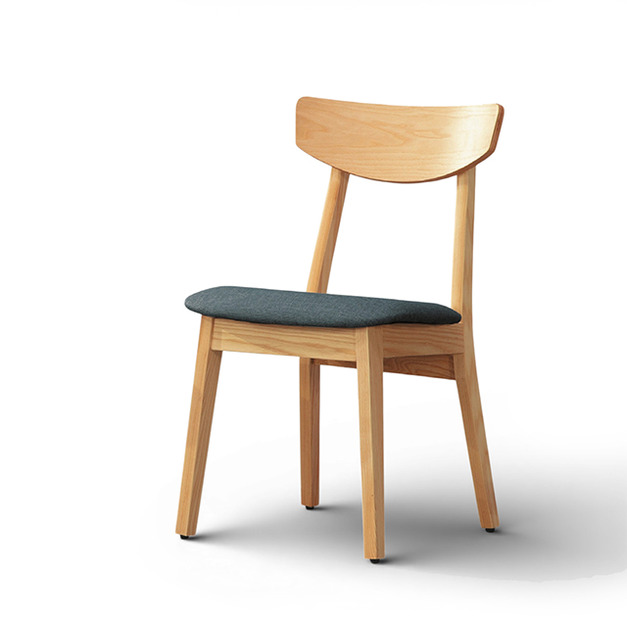 【日系簡約 / 北歐風】原木色雙面布藝鏤空餐椅 (咖啡/灰/湖水藍) CHR113