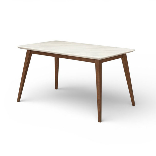 森嶼岩白實木餐桌｜胡桃木桌腳&times;岩白桌面｜北歐日系餐桌｜可搭實木餐椅｜現成品 TBB061