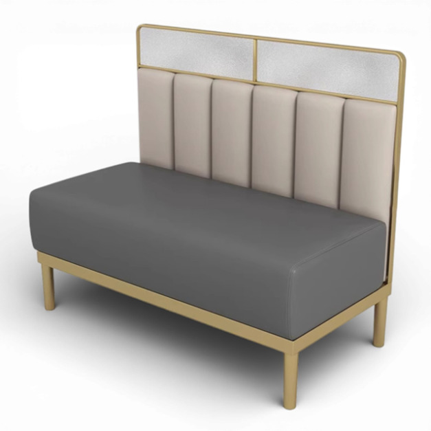 訂製品 奧賽典雅 法式典雅 卡座沙發｜米白x碳灰雙色皮革，打造網美餐廳輕奢風 DK007