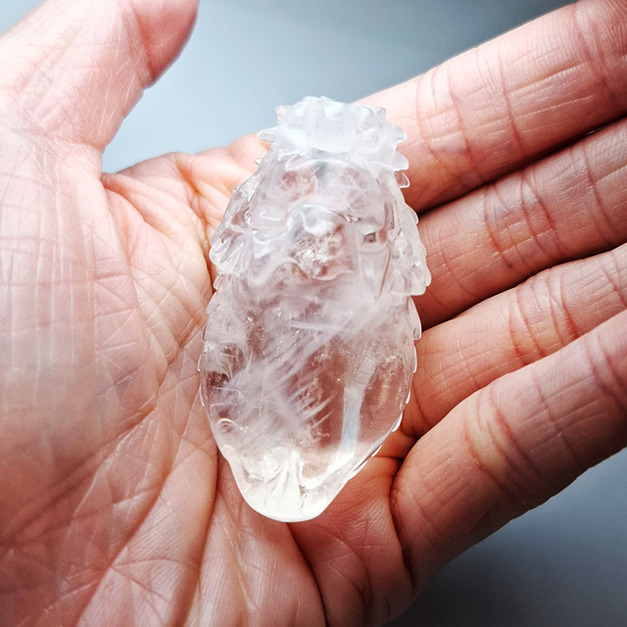 天然水晶 藍針水晶 晶雕龍龜 小擺件 天使的羽毛 WB004