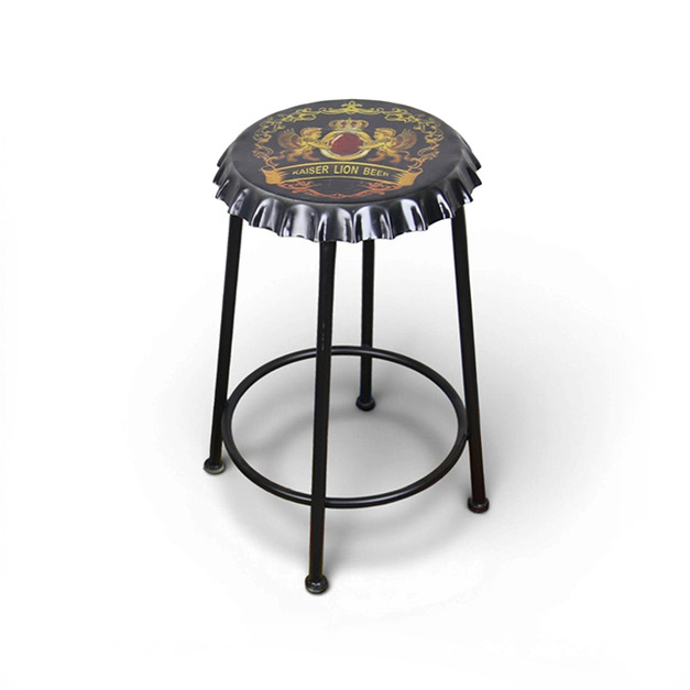 【微醺派對】美式復古啤酒蓋造型 中島吧檯椅 ST043 (高度60cm)｜Zubr / 1664 / 獅王 鐵件圓凳 (餐酒館/酒吧推薦)