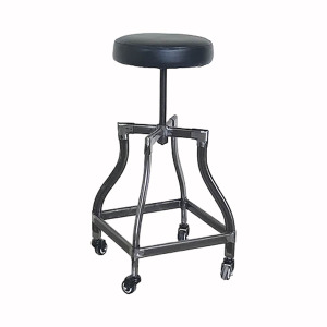 [出清] LOFT 工業風 旋轉 有輪工作椅 皮革坐墊 ST009