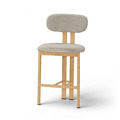 【莫里 Moly】北歐風木紋金屬中島椅 STT056S (坐高66cm)｜亞麻布軟墊/居家廚房靠背高腳椅 (雙色可選)