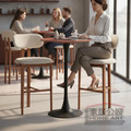 【莫里 Moly】北歐風木紋金屬高吧檯椅 STT056L (坐高76.5cm)｜亞麻布軟墊/商空咖啡廳高腳椅 (雙色可選)_1