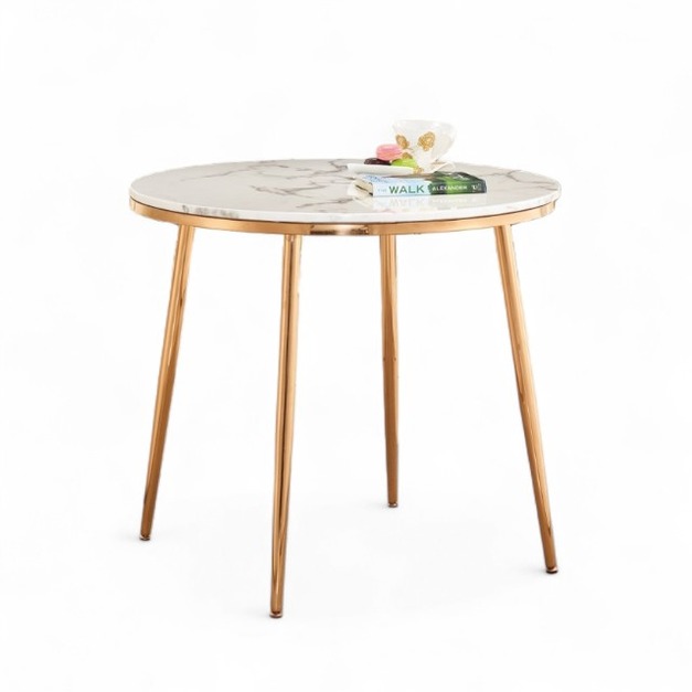輕奢金鑄  餐桌 貝兒 原石大理石紋 小圓桌 80圓桌 TBB050-L