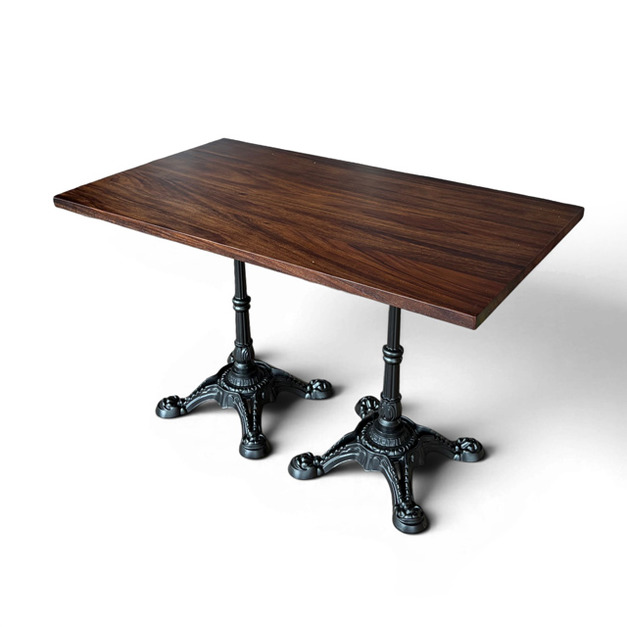 【里昂 Lyon】法式復古實木餐桌 CU115｜南美胡桃木/古典雕花鑄鐵腳/商空咖啡廳訂製桌
