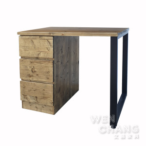 訂製品 LOFT 工業風 鐵腳+實木 鐵木 三抽口字腳書桌 適合小空間 可訂製 CUA-028
