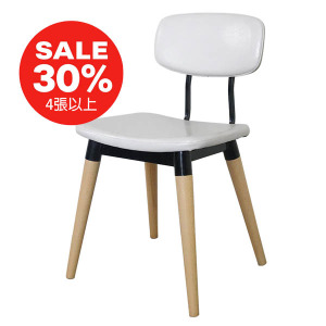 洛斯餐椅 書房椅 CH049 ｜工業風鐵木混搭皮革餐椅（白色款）