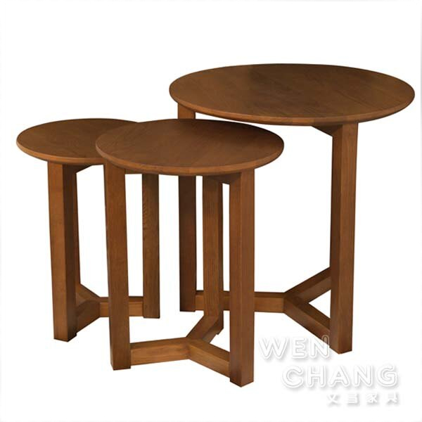 丹麥北歐風 白橡木 全實木 賓士 小茶几 邊几 Benz Coffee Table 三件套組 TTB012