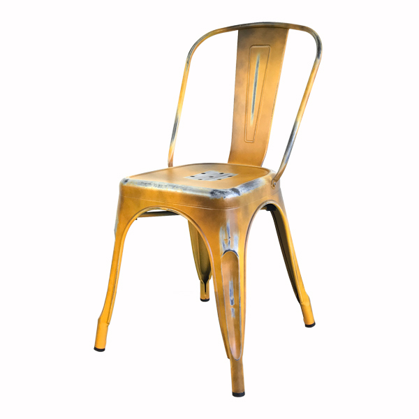 LOFT 工業風復古鐵椅｜Tolix 高背餐椅｜咖啡廳、餐廳、居家餐椅 做舊黃 CH001-Y