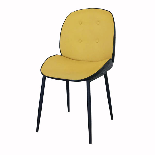 △限量出清△ 波妮雙色 菱格皮革 X 亞麻布｜雙材質設計 餐椅｜居家／咖啡廳／工作室百搭 CH081