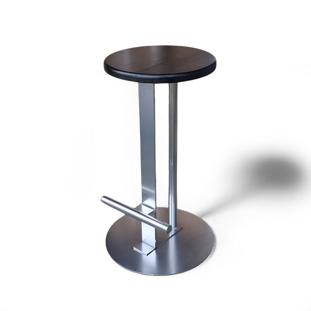 諾瓦吧台椅 Nova Bar Stool STT052｜實木染黑色座面 &times; 不鏽鋼腳架 商空吧椅 極簡風吧台椅 現代風吧椅