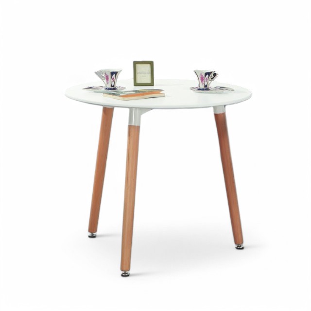 北歐風 莉莉安圓形 休閒桌 洽談桌 80圓桌 木頭與白色鐵腳混搭 TBB016