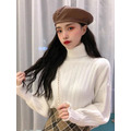 慵懶風泡泡袖高領針織毛衣