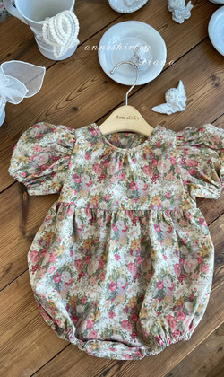 韓版夢幻花朵泡泡袖包屁衣(66-90)