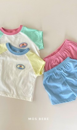 純棉撞色休閒套裝(藍粉66-100)