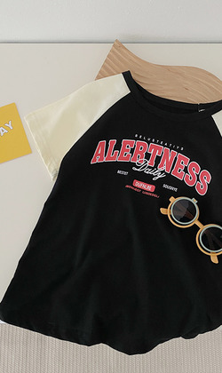 字母長版T(黑粉80-110)