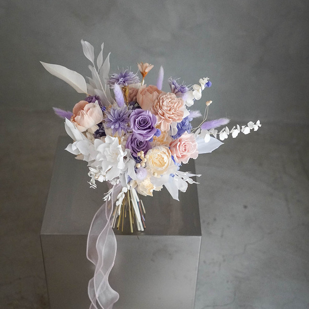 永生花捧花(小)粉紫色系