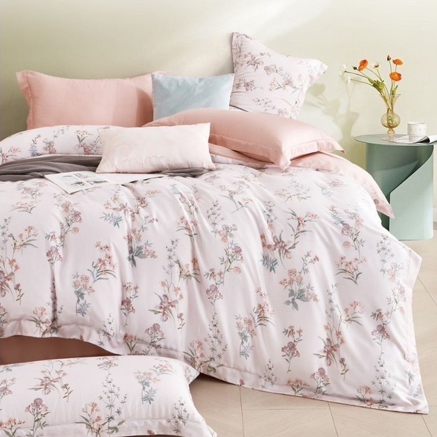 【羞花春顏】60支100%尊爵木漿純天絲床包兩用被四件組-古典尊爵