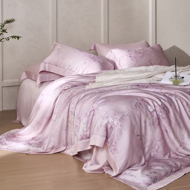 【閑野吉吉/粉】60支100%尊爵木漿純天絲床包兩用被四件組-古典尊爵