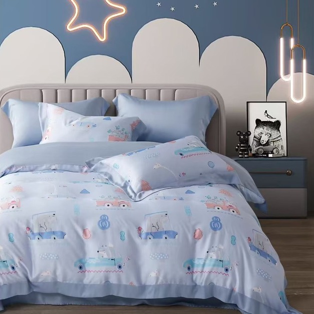 【麥坤世家】60支100%尊爵木漿純天絲床包兩用被四件組-古典尊爵