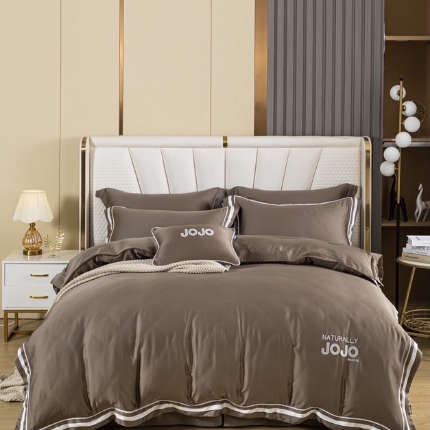 100%純天絲法式輕奢 床罩七件組-摩卡棕