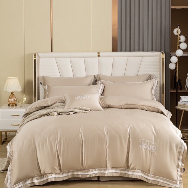 100%純天絲法式輕奢 床罩七件組-香檳金