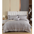 100%純天絲法式輕奢 床包兩用被五件組-銀河灰