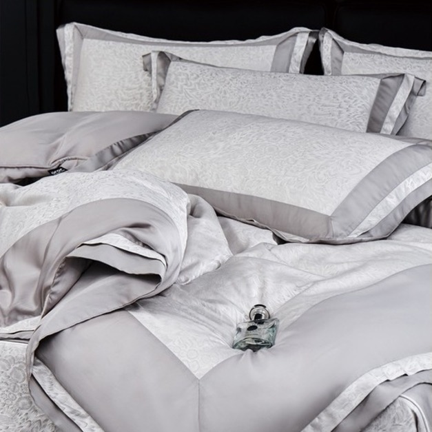 100支100%純天絲提花床包兩用被四件組-頂級尊爵 奢華再現-J01